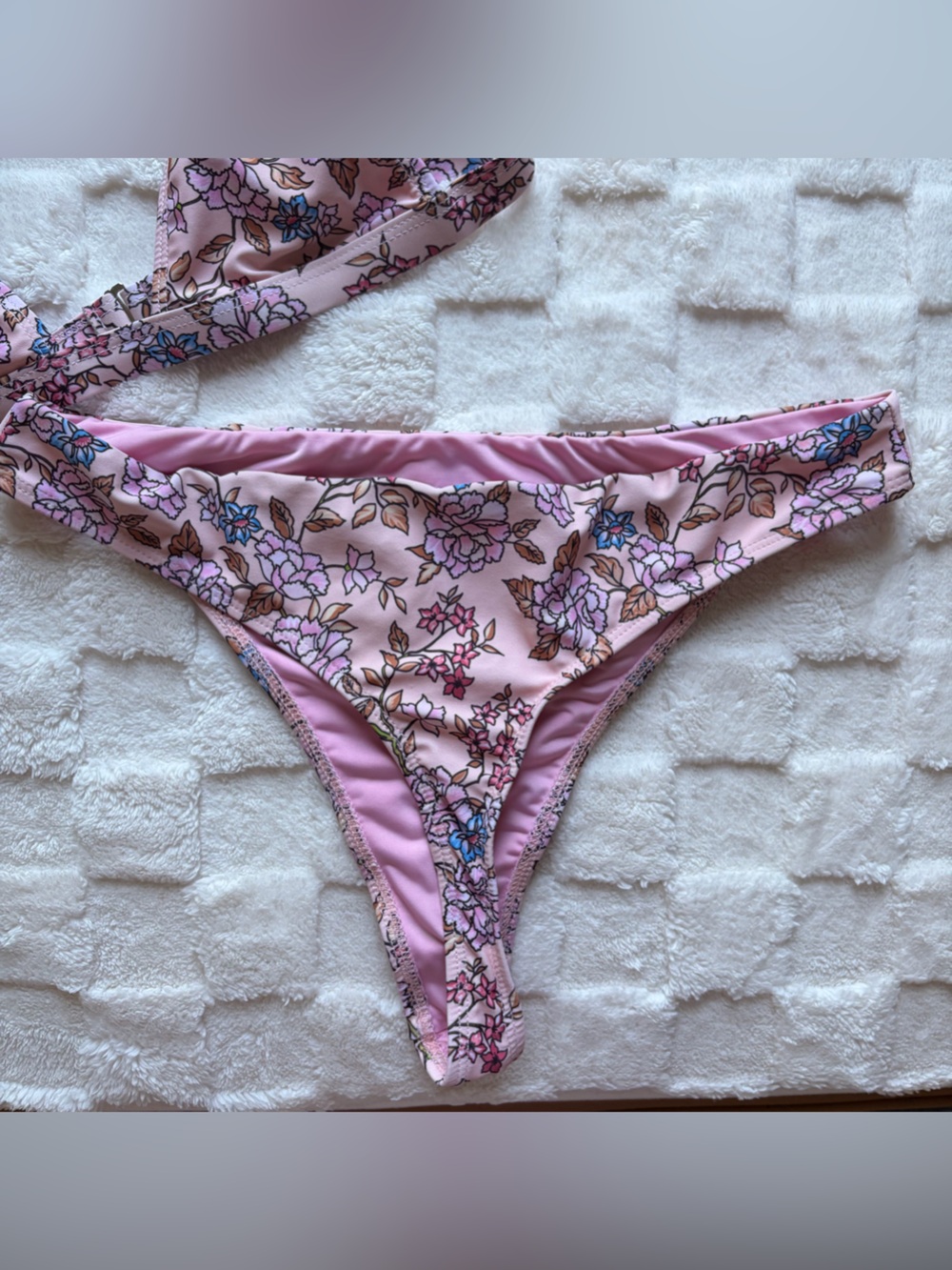 Floral Pink Triangle Bikini Set - Picture 6 of 9